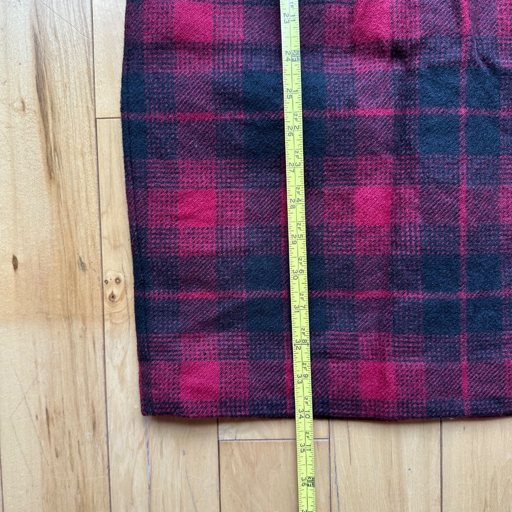LL Bean Signature Red Black Tartan Buffalo Plaid Wool Sheath Dress Womens size 4 - Picture 4 of 8